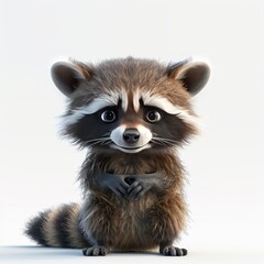 Obraz premium Adorable 3D Cartoon Raccoon Character
