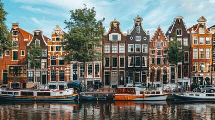Naklejka premium Charming Canal Houses in Amsterdam