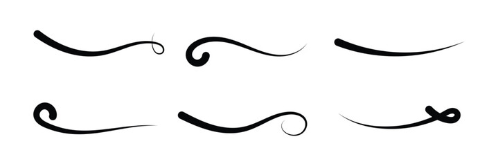 Swooshes text tails for baseball design. Sports swash underline shapes set in retro style. Swish typography font elements for athletics in eps 10.