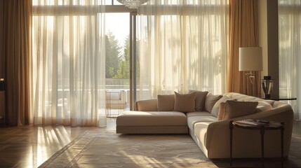 Fototapeta premium Sunlit Living Room Interior Design