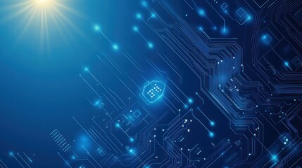 Abstract Technology Background with Circuit Board and Blue Glow