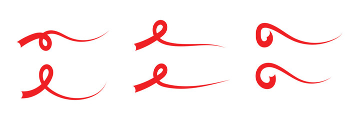 Swash and swooshes tails. Retro swishes and swashes for athletic typography, logos, baseball font in red color. Vector in eps 10.