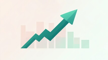 Minimalistic Flat Vector Illustration of Green Arrow Chart Trend on Transparent Background with Pastel Color Palette