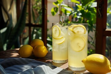 Fresh lemonade served on a table