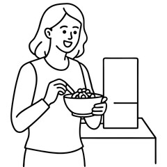 woman-is-eating-breakfast-with-cornflakes-and-hold