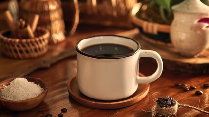 Fototapeta premium Coffee Mug on a Wooden Table