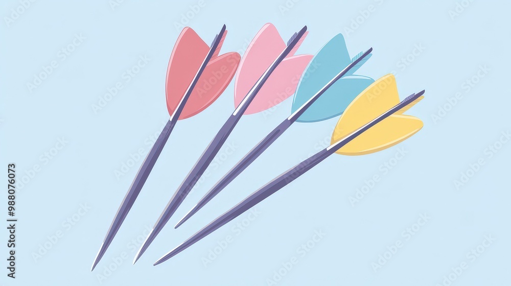 Aufkleber modern flat design darts arrows set on transparent background in pastel colors | simple minimalist 2