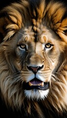 em fundo preto leao  animal cat mane inhospitable wildlife king felino portrait zoo predator...