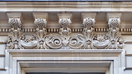 Obraz premium Ornate Stone Carving Above a Window