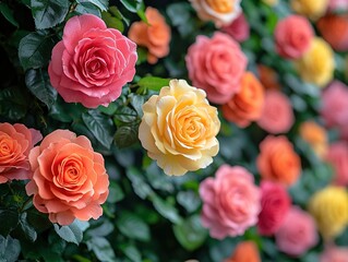 Obraz premium Lush and Vibrant Rose Garland with Rich Colors and Beautifully Blooming Flowers for Floral Decor