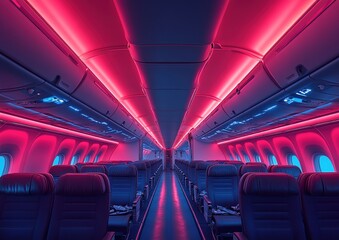 Modern Airplane Interior Featuring Vibrant Design and Comfort Elements for Enhanced Travel Experience