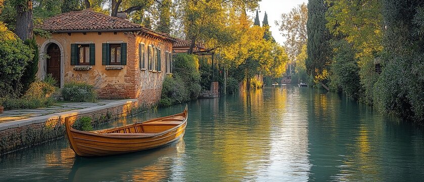 Serene Landscape of Torcello's Ancient Architecture Surrounded by Lush Greenery and Tranquil Waters