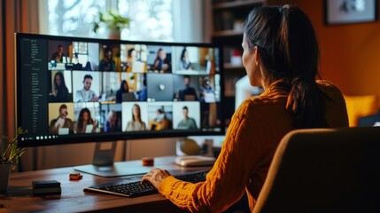 A person attending a virtual conference from their home office, showing the adaptability of remote work environments