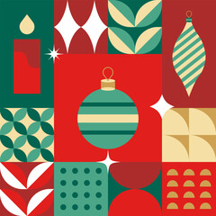 Holy Christmas seamless pattern in scandinavian style postcard with Retro clean concept design © Steven
