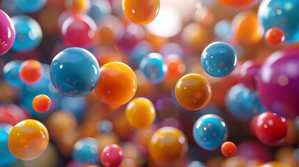 Countless colorful balls bouncing and colliding, creating a chaotic yet beautiful spectacle reminiscent of the quantum world