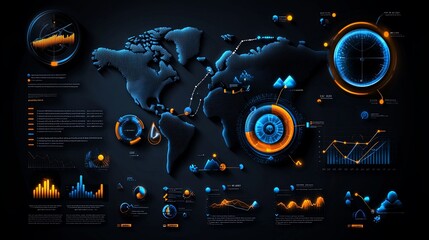 Futuristic Data Visualization and Global Analytics Design