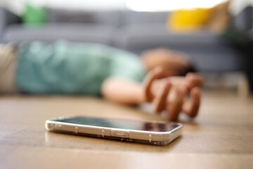 Close Up of Man Hands Who has a Seizures Disorder Fainting Lying on The Floor