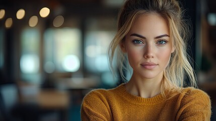 Obraz premium Portrait of Young Woman with Natural Beauty and Warm Smile