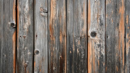Fototapeta premium Weathered wooden planks in vertical rows forming a rustic background.