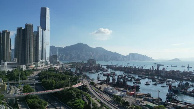 the West Kowloon Skyline Cityscape View Sept 17 2024