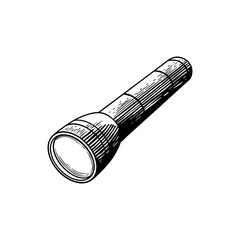 hand drawn black and white flashlight illustration
