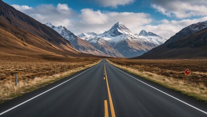 Naklejka premium Landscape with road and mountains