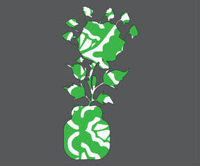 vector simple line-art of rose tree flower tub.eps