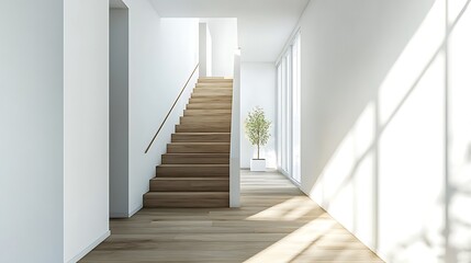 Fototapeta premium Modern Minimalist Staircase in a White Interior