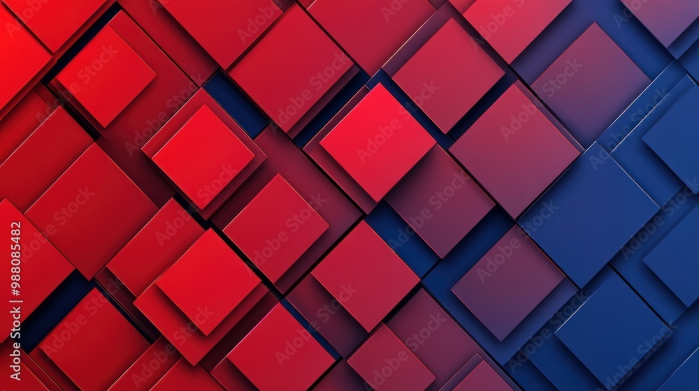 Poster Abstract Red and Blue Geometric Pattern