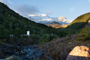 Mangawhero Falls, Mount Ruapehu. A popular waterfall near the Turoa ski area
