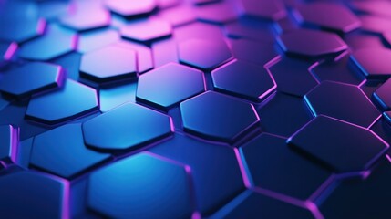 Abstract Hexagon Pattern with Neon Lights