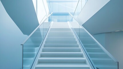 Fototapeta premium Modern White Staircase with Glass Railing