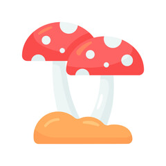 Mushroom icon. mushroom, fungi, fungus, muscaria, amanita, nature, autumn, forest. Vector icon illustration