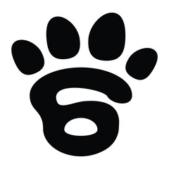 number 6 paw pet logo template