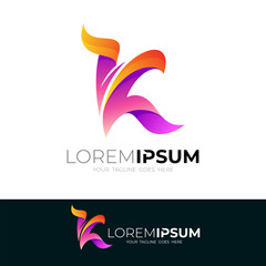 K logos, letter K design 3d colorful, business icon template