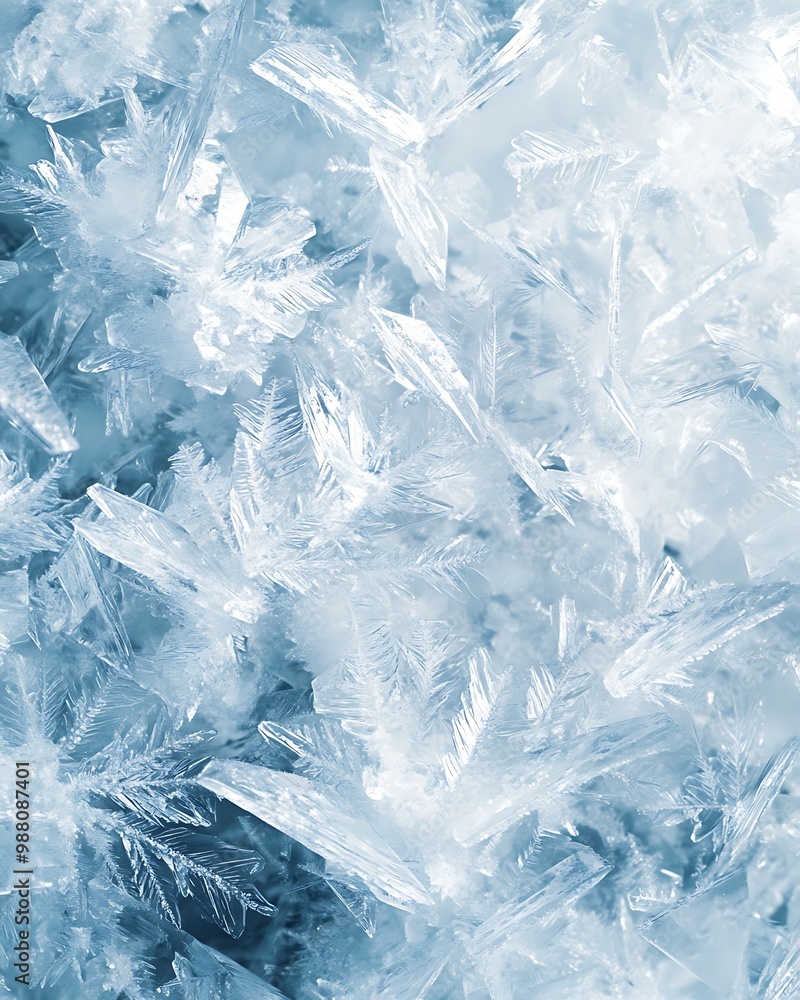 Poster chilling ice element wallpaper with crystalline formations, frost patterns, and snowflakes in a cold