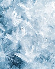 Obraz premium Chilling Ice Element Wallpaper with Crystalline Formations, Frost Patterns, and Snowflakes in a Cold and Serene Atmosphere