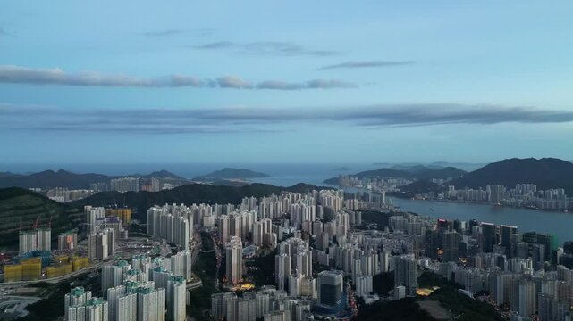 a Kwun Tong Urban Cityscape Night View