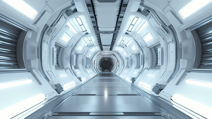 Corridor spaceship interior. 3d rendering. Starship. Illustration