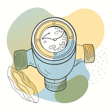 recommend clip art: Water meter vector line art 