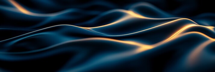 Obraz premium A mesmerizing abstract illustration showcasing swirling midnight blue hues with subtle golden highlights, symbolizing elegance, depth, mystery, fluidity, and transformation.