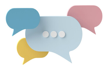 bubble talk or comment sign symbol isolated on transparent background. 3D render.