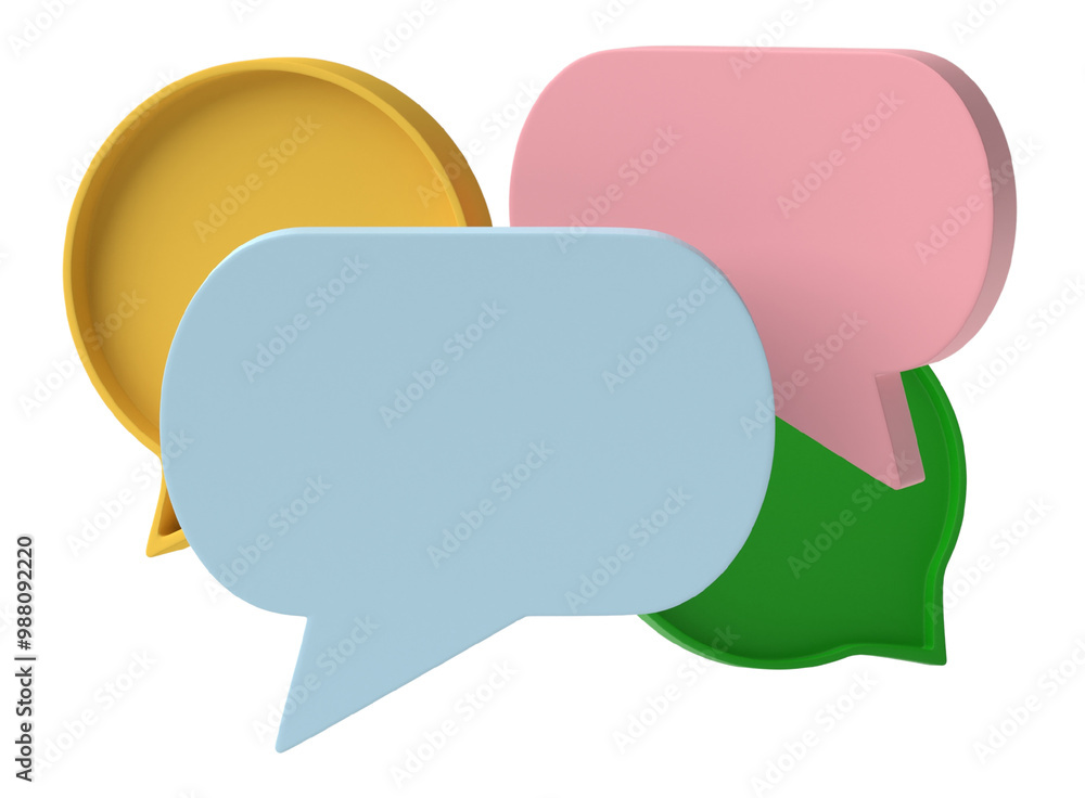 Aufkleber bubble talk or comment sign symbol isolated on transparent background. 3d render.
