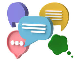 bubble talk or comment sign symbol isolated on transparent background. 3D render.