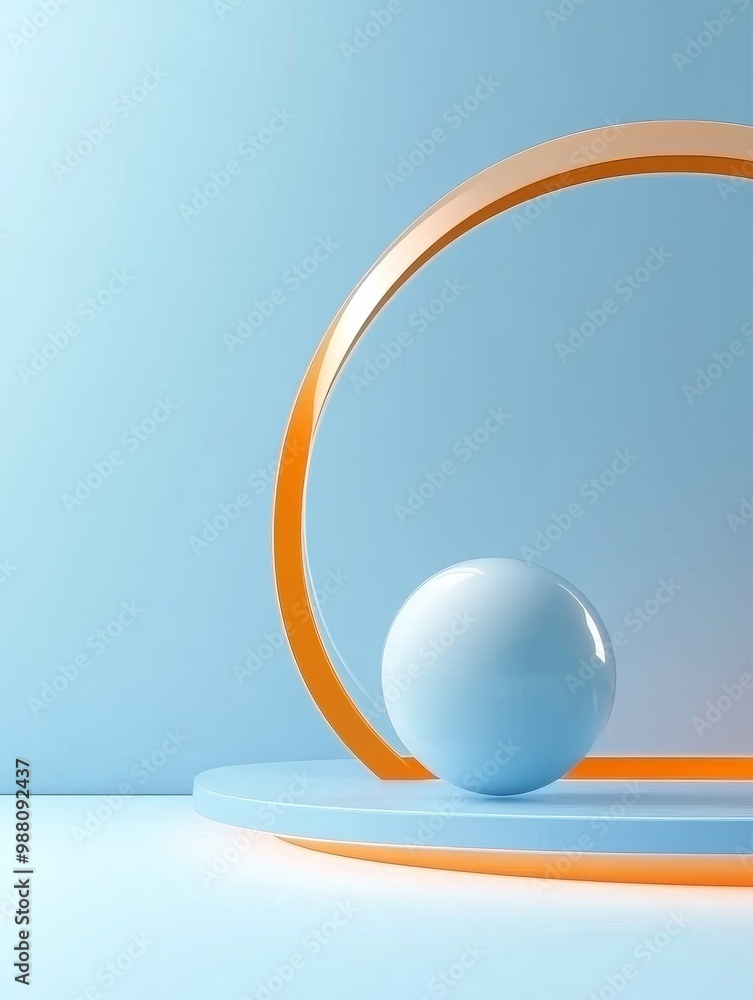 Poster abstract geometric shapes in blue and orange create a modern and minimalist background. the composit