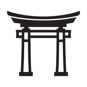 recommend clip art: Japanese traditional torii gate line art silhouette vector illustration