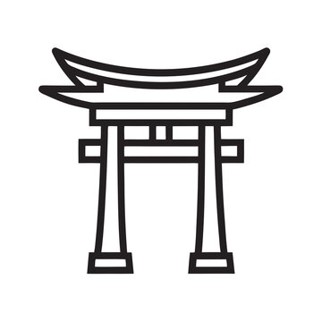 recommend clip art: Japanese traditional torii gate line art silhouette vector illustration