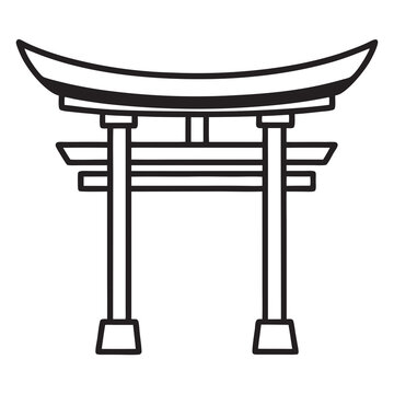 recommend clip art: Japanese traditional torii gate line art silhouette vector illustration