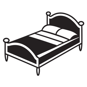 recommend clip art: Bed line art silhouette vector illustration
