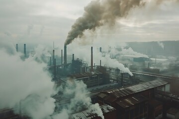Fototapeta premium Heavy industrial pollution, environment problem.